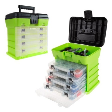 Fleming Supply Storage and Toolbox, Durable Organizer Utility, 4 Drawers with 19 Compartments Each, Green 590759UHG